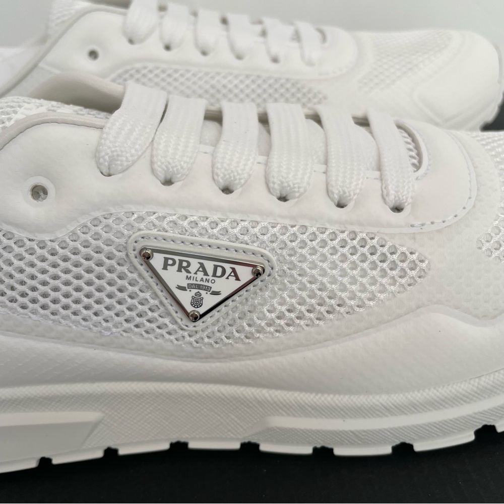 Prada Prax 2.0 Fabric And Mesh Sneakers White NWT In Box - Picture 7 of 15
